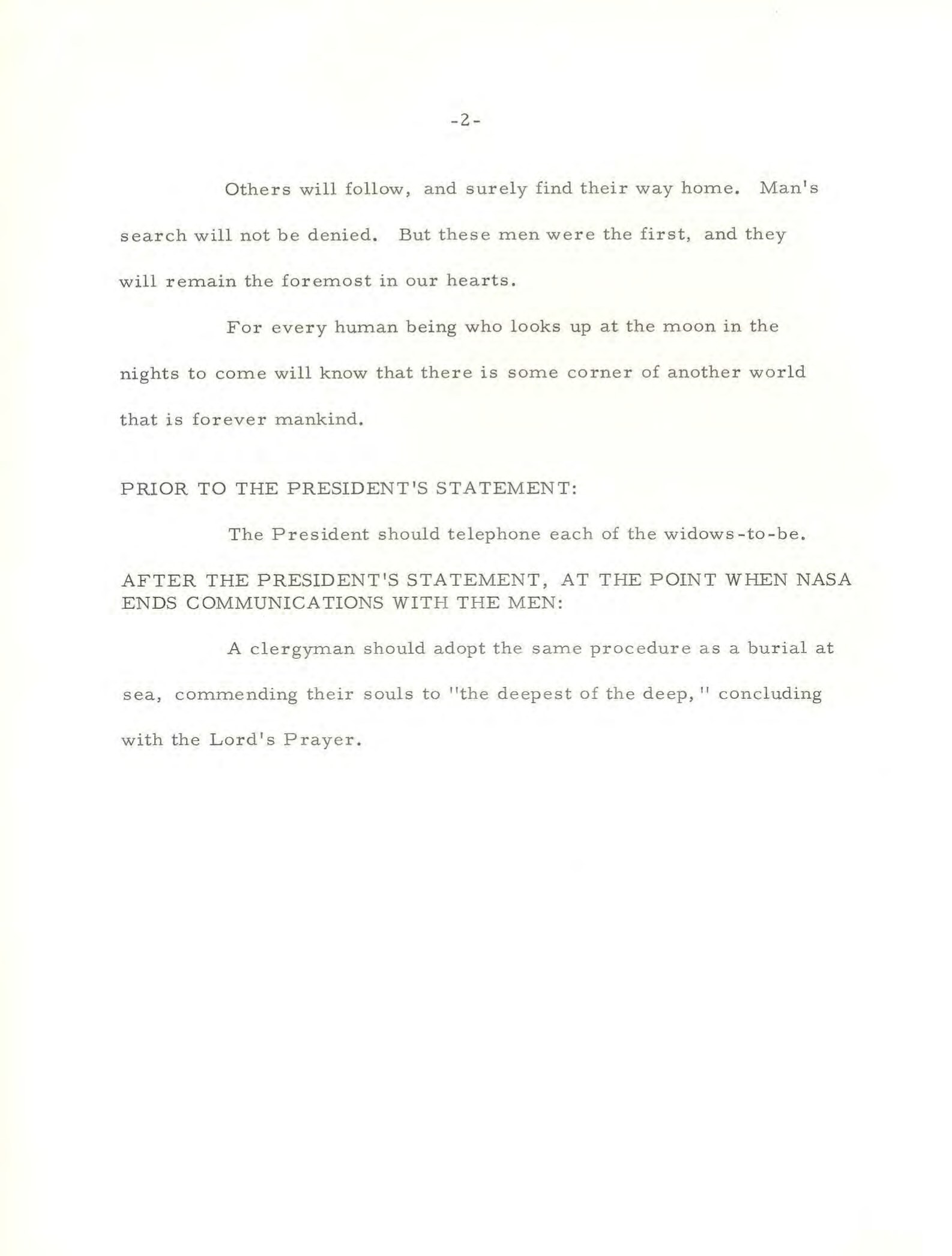 Page two of William Safire's In Event of Moon Disaster memo